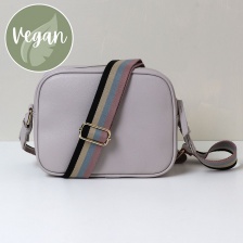 Dusk Pink Vegan Leather Camera Bag with Striped Strap by Peace of Mind